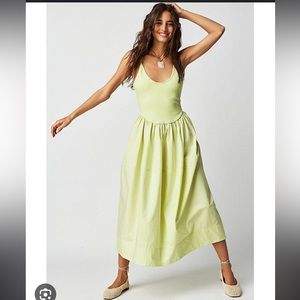 Dylan Midi dress chartreuse